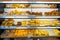 Shelves with bread in the bakery