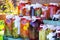 Shelves with canned fruit and vegetable