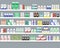 Shelves with medicines. Objects for a pharmacy interior