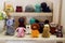 shelves with toys made of felted wool. handmade.