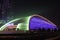 Shenyang unusual sports hall, night colorful glowing arched