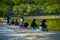 SHENZEN, CHINA - 29 JANUARY, 2017: Inside Lian Hua Shan park, large recreational area, people sitting while fishing in