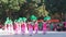 Shenzhen, China: celebrating the motherland in a series of song and dance performances, middle-aged and elderly women dressed in b