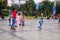 Shenzhen, China: children practice roller skating