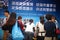 Shenzhen, china: citizens scanning police public micro signal