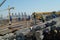 Shenzhen, China: Construction workers in handling steel