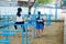 Shenzhen, China: female middle school students in the horizontal bar exercise