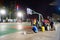 Shenzhen, China: night landscape basketball court