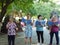 Shenzhen, China: people sing gospel songs in the park