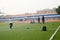 Shenzhen, China: students play on the football field lawn