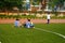 Shenzhen, China: students play on the football field lawn