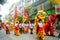 Shenzhen, China: temple festival parade, lion dance activities