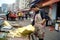 Shenzhen, China: vendors selling jackfruit