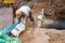 Shenzhen, China: Workers installing water pipes