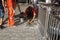 Shenzhen, China: workers in pavement repairing