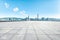 Shenzhen clean square floor and city skyline with mountains background