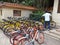 Shenzhen park gate, parked a lot of sharing bikes