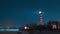 Shepelevsky lighthouse on the southern coast of the Gulf of Finland at night in winter time lapse video