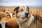 shepherd dog amidst sheep flock