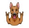 Shepherd Dog with horns gesture. Rock gesture. Vector illustration.