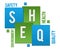 SHEQ - Safety Health Environment Quality Green Blue Squares Text