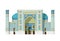 Sher Dor Madrasah, Registan Samarkand, Uzbekistan. Isolated on white background vector illustration