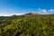 Sheregesh ski resort in summer, landscape on mountain, aerial top view Kemerovo region Russia