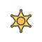 Sheriff badge, police star flat color icon.