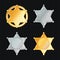 Sheriff Badge Star Vector Set. Different Types. Classic Symbol. Municipal City Law Enforcement Department. Isolated On Black Backg