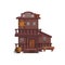 Sheriff house for western town for game level and background isolated on white background. Building design - wild west.