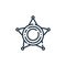 sheriff icon vector from law and justice concept. Thin line illustration of sheriff editable stroke. sheriff linear sign for use