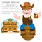 Sheriff. A man dressed as a 19th-century sitting on a barrel of beer. Wild West characters