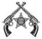 Sheriff Star Badge and Crossed Pistols