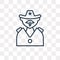 Sheriff vector icon isolated on transparent background, linear S