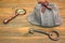 Sherlock Holmes Cap famous as Deerstalker, Old Key and Magnifier