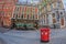 Sherlock Holmes Pub and typical old red british mailbox