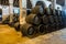 Sherry barrels in a bodega in spain