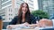 Shes eager to succeed again in her career. a young businesswoman having a meeting with a colleague on the balcony of an