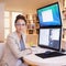 Shes found a smarter way of working. Portrait of a young woman wearing smart glasses while working on a dual-screen