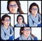 Shes a multi-faceted woman. Composite shot of a woman making various facial expressions.