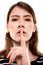 Shhhhh Woman! Finger On Lips. Silent - Silence Stock Image