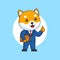 Shiba inu dog boss wearing business casual suit holding briefcase vector illustration for animal office working cartoon style