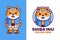 Shiba Inu Dog with Japanese Clothes Mascot Logo Design