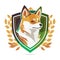 Shiba inu dog mascot character logo design with badges