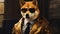 Shiba Inu dog in a police suit and outfit illustration, generative ai