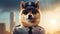 Shiba Inu dog in a police suit and outfit illustration, generative ai