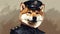 Shiba Inu dog in a police suit and outfit illustration, generative ai