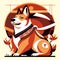 Shiba Inu dog vector illustration. Japanese zodiac symbol. Generative AI