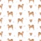 Shiba Inu, Japanese small size dog coat colors, different poses seamless pattern