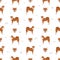 Shiba Inu, Japanese small size dog coat colors, different poses seamless pattern